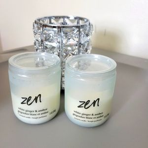 2-Zen Soy Blend Aromatherapy White Ginger & Amber Scented Candles W/ Bonus